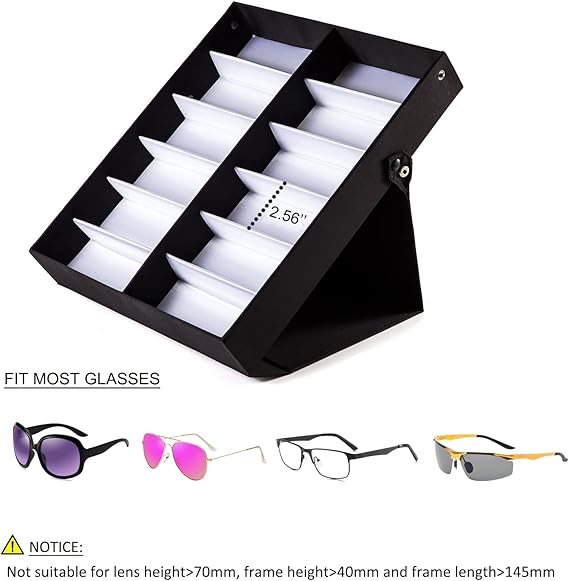 12-Slot Foldable Sunglasses Storage & Display Case β Large Capacity Eyewear Organizer Box