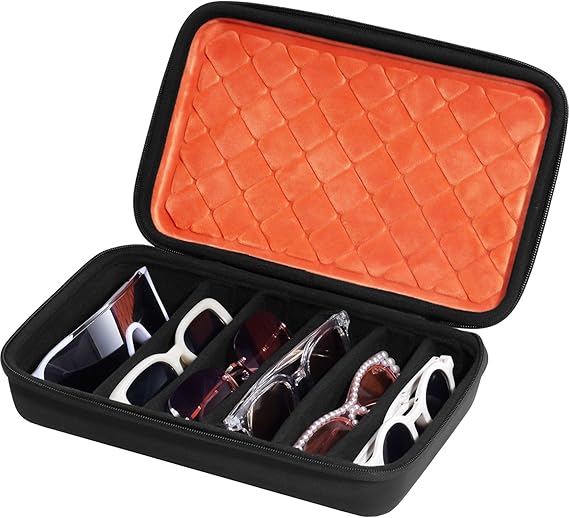 Large Capacity Sunglasses Storage Case – Hard Shell Portable Eyeglass Organizer with Handle, Shockproof Travel Glasses Box, 11.4 x 6.9 x 2.8 Inches