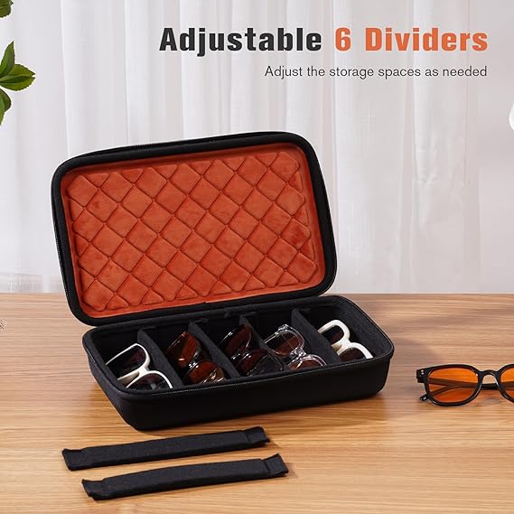 Large Capacity Sunglasses Storage Case – Hard Shell Portable Eyeglass Organizer with Handle, Shockproof Travel Glasses Box, 11.4 x 6.9 x 2.8 Inches