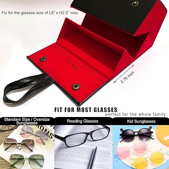 Multi-Layer Folding Sunglasses Organizer Case, Hanging Portable Eyeglass Storage Box with 6 Compartments