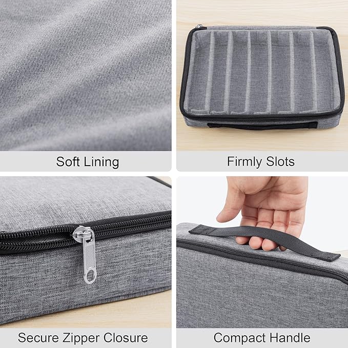 Travel Sunglasses Storage Box with Adjustable Slots to Hold Multiple Pairs of Glasses, Portable Eyeglass Storage Box for Men and Women