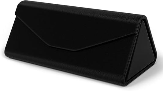 Folding Sunglasses Case – Lightweight Portable Eyeglass Storage Box, PU Leather Protective Glasses Holder, 6.3 x 2.6 Inches