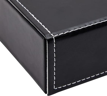 8-Slot Sunglass Organizer - Black Faux Leather Frames with Flap Lid - Display Case for Multiple Pairs of Eyeglasses (12.7x9.8 inches)