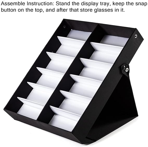 12-Slot Foldable Sunglasses Storage &amp; Display Case – Large Capacity Eyewear Organizer Box