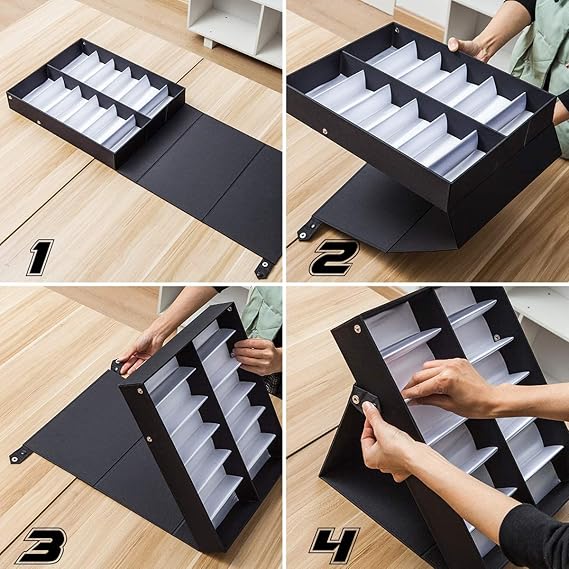 12-Slot Foldable Sunglasses Storage &amp; Display Case – Large Capacity Eyewear Organizer Box