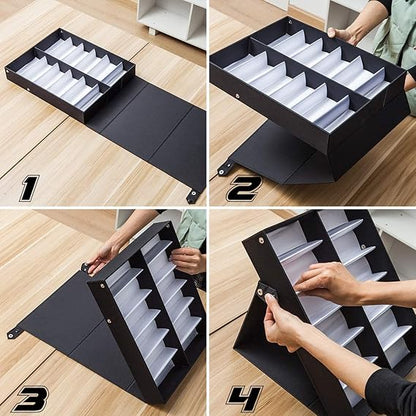 12-Slot Foldable Sunglasses Storage &amp; Display Case – Large Capacity Eyewear Organizer Box