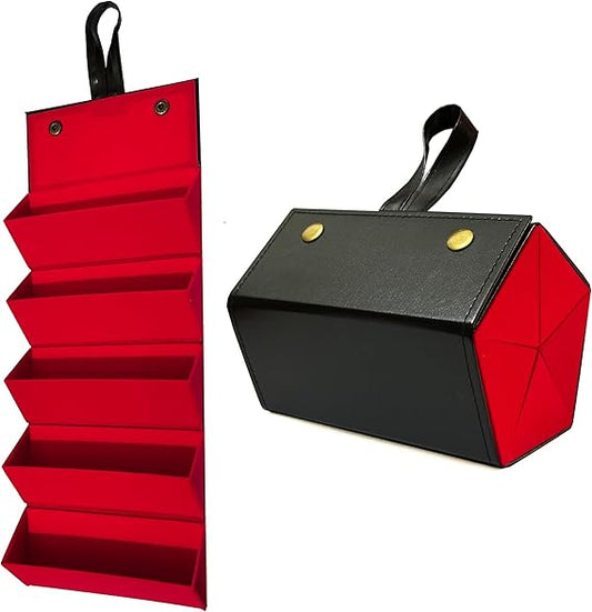 Multi-Layer Folding Sunglasses Organizer Case, Hanging Portable Eyeglass Storage Box with 6 Compartments