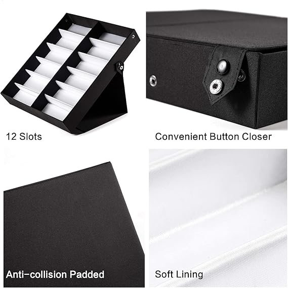 12-Slot Foldable Sunglasses Storage &amp; Display Case – Large Capacity Eyewear Organizer Box