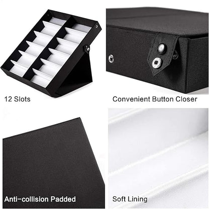 12-Slot Foldable Sunglasses Storage &amp; Display Case – Large Capacity Eyewear Organizer Box