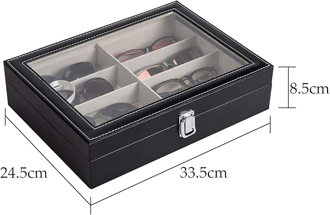 Leather multi-purpose sunglasses storage box, unisex, 8-grid glasses display box, jewelry watch storage box, sunglasses jewelry storage box, sunglasses glasses storage box