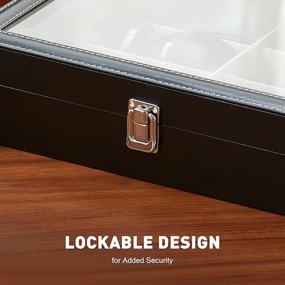Leather multi-purpose sunglasses storage box, unisex, 8-grid glasses display box, jewelry watch storage box, sunglasses jewelry storage box, sunglasses glasses storage box