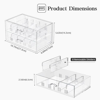 Clear Sunglass Storage Box with Drawer, Eyeglass Display Box Organizer with Removable Dividers for Multiple Pairs of Glasses - 1 Pack