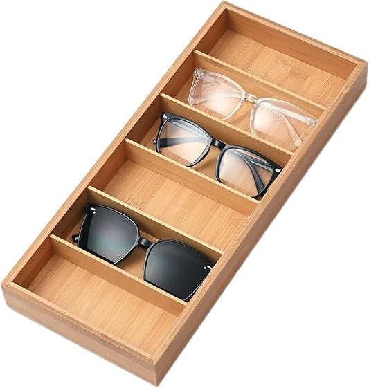 Natural bamboo Glasses Eyeglass Eyewear Sun glasses Sunglasses Box Storage Case Tray Display Showcase Organizer Box
