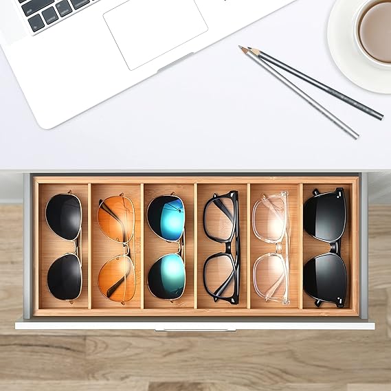 Natural bamboo Glasses Eyeglass Eyewear Sun glasses Sunglasses Box Storage Case Tray Display Showcase Organizer Box