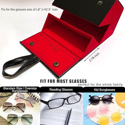 Multi-Layer Folding Sunglasses Organizer Case, Hanging Portable Eyeglass Storage Box with 6 Compartments